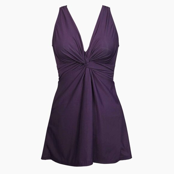 NEW Miraclesuit Purple One Piece Marais Swim Dress Swimsuit Women’s Size 16 - Picture 1 of 10